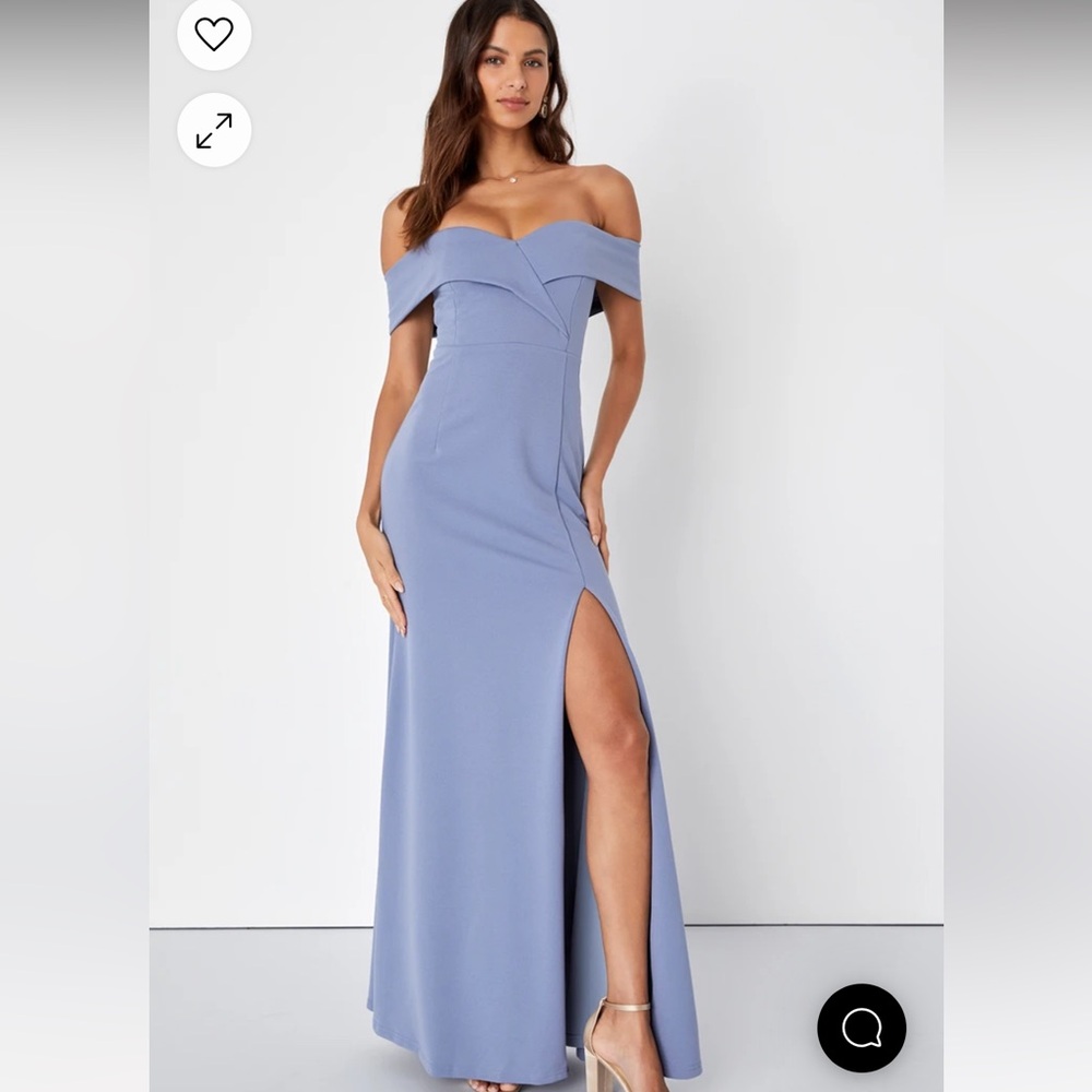 Lulu’s dusty blue gown
